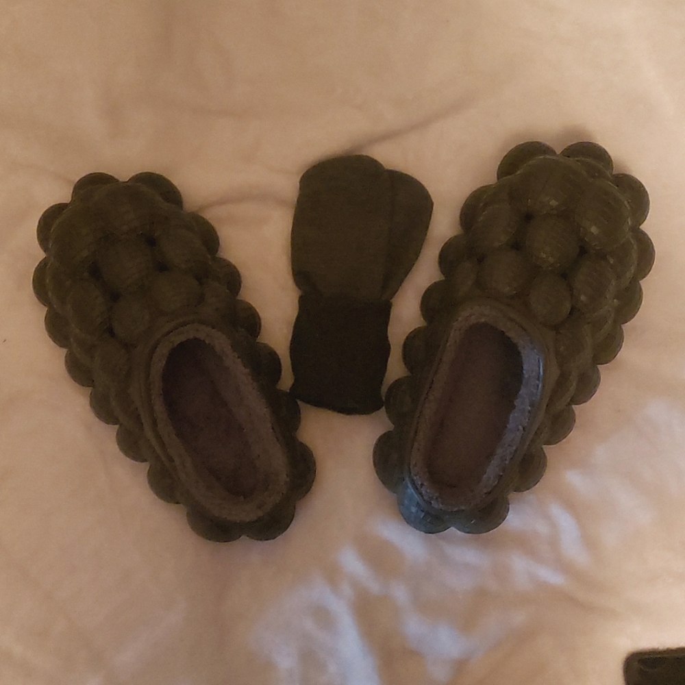 Gray Plush Bubble Slippers